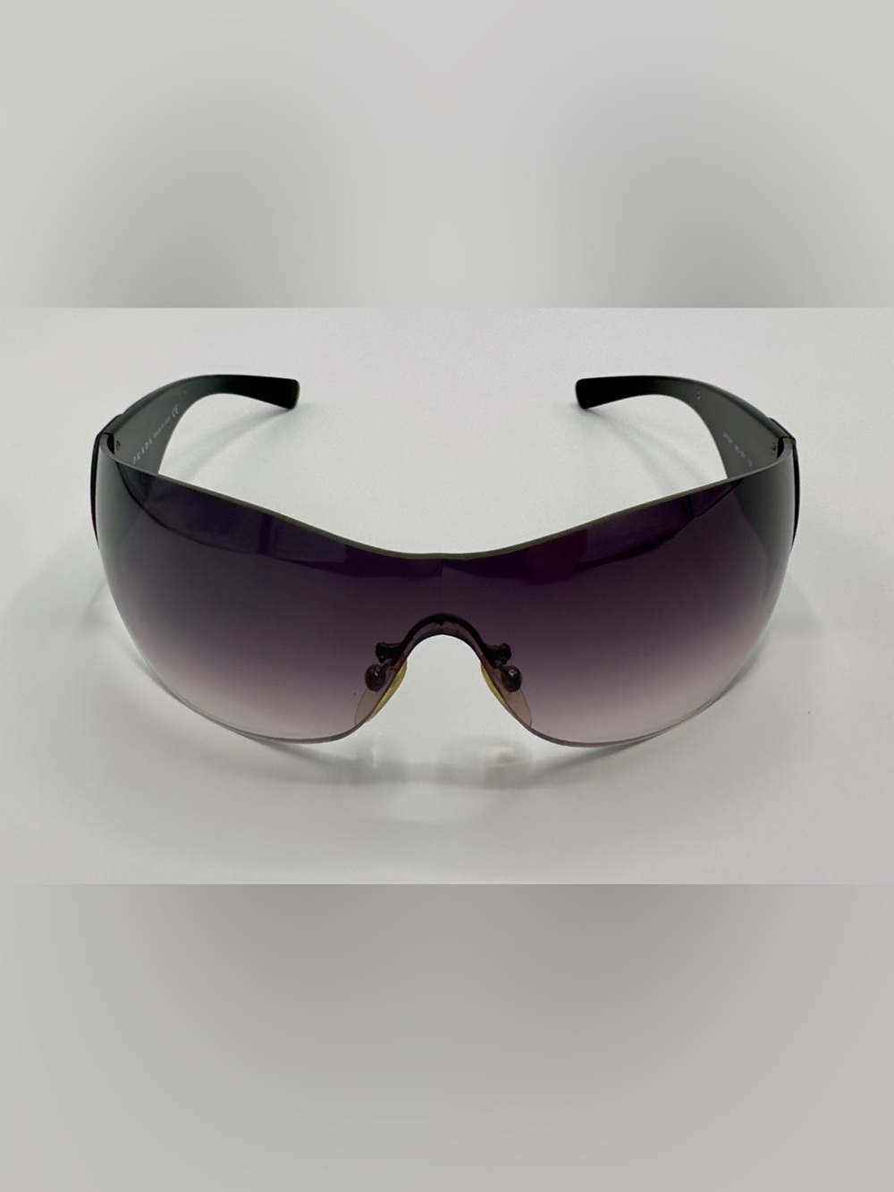 Vintage Prada Women's Shield Sunglasses - Black + Case SPR 58F 1BO- 5D1 115 - Picture 2 of 12
